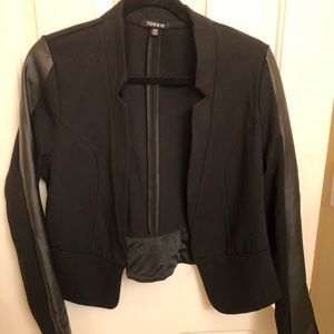 SOLD-Torrid Jacked with faux leather sleeve detail